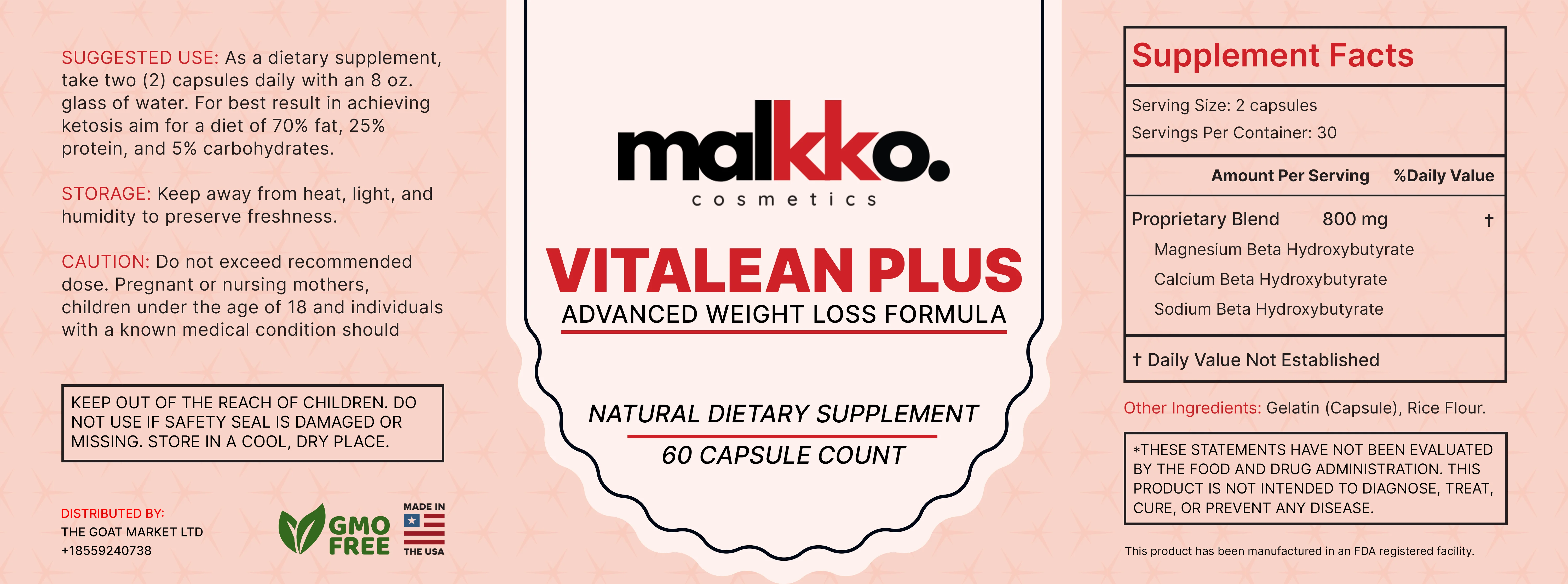 VitaLean Plus Product Label